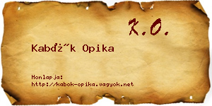 Kabók Opika névjegykártya